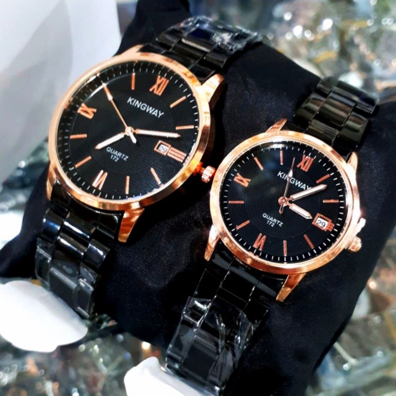 Jam Tangan Couple Pria Wanita Kingway Original Tanggal Aktif | Water Resistant (Bisa Satuan)  JAM Tangan Pria Anti Air Strap Rantai Stainlees Steel / JAM Tangan Kasual Wanita Mewah Elegan Sporty Water Resistant COD JAM Tangan Pria Dan Wanita Tahan Air