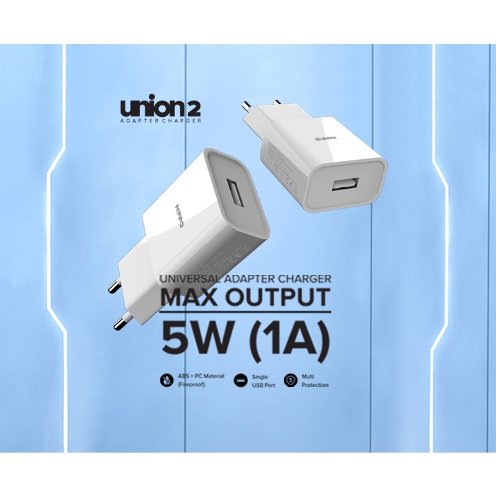 Hippo Adaptor Union 2 1A SDC USB Adapter Kepala Casan Colokan Charger Charging Rumah Type C Iphone Micro Travel Port Output USB A