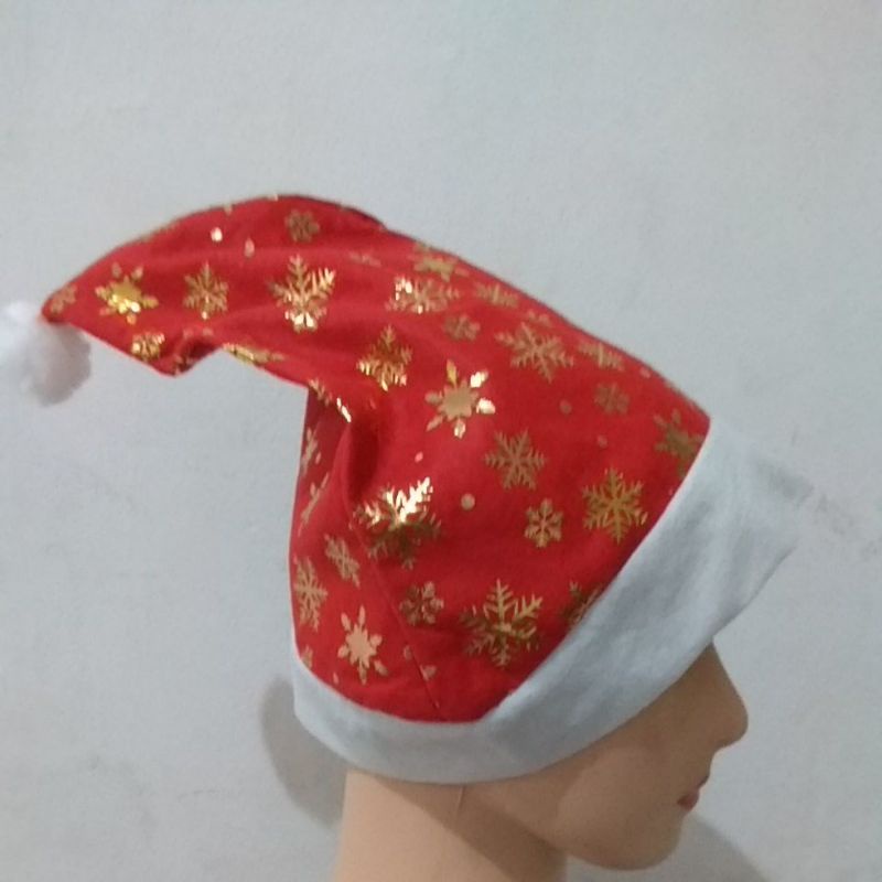 topi natal motif gold dewasa allsize