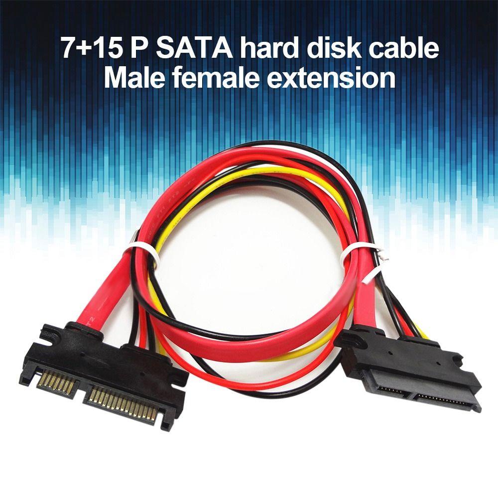 Kabel Extension Atas7+15P HDD Splitter Male To Female SATA Kabel Listrik