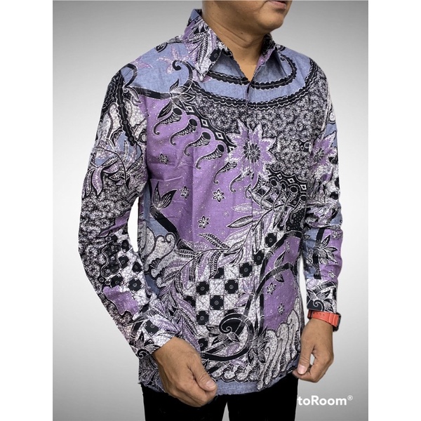 Batik COUPLE ayah dan anak  lengan panjang lapisan furing Warna lavender,warna lilac,warna ungu,kemeja batik pria lengan panjang premium