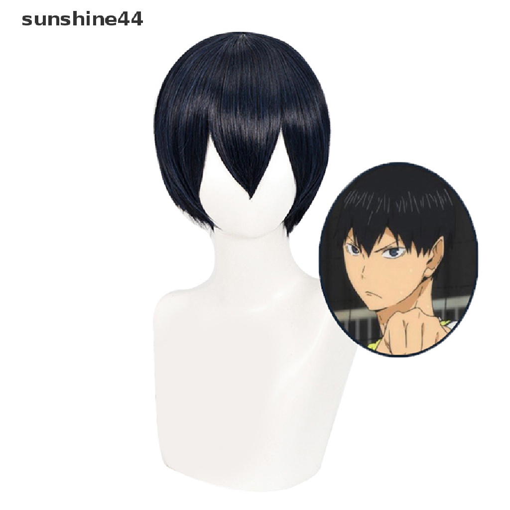 Sunshine Wig / Rambut Palsu Anime Haikyuu Tobio Kageyama Warna Hitam Untuk Kostum Cosplay