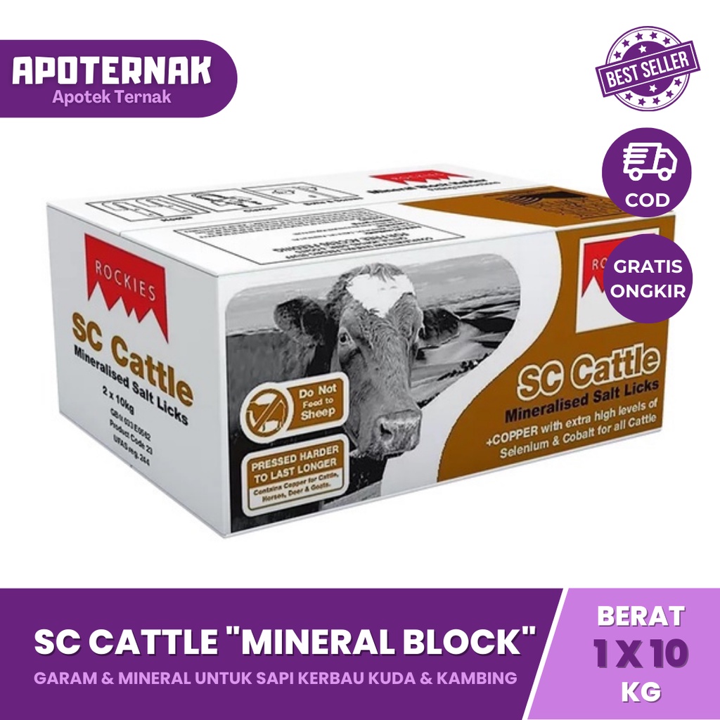 Mineral Blok SC CATTLE 10 kg | Mineral Sapi Kuda Kerbau Kambing Domba | ROCKIES Tithebarn