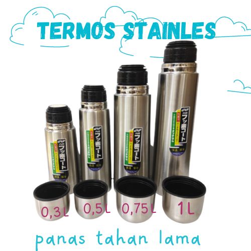 TERMOS TREMOS STAINLESS STEEL 350 500 750 1000 ML FREE TAS TERMOS AIR PANAS ES KECIL MINI POLOS CANT