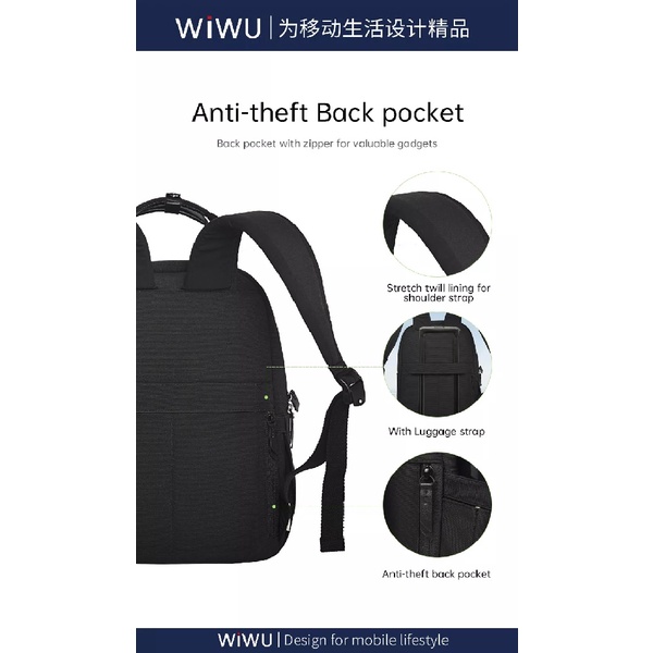 WIWU Ora Backpack - Tas Ransel Unisex Kapasitas Besar Tahan Air