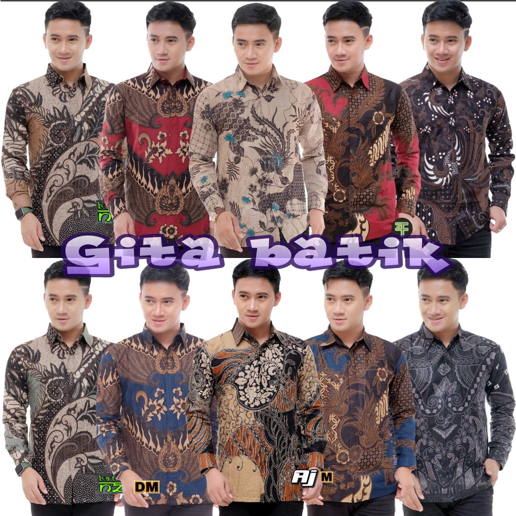 BAJU BATIK PRIA KEMEJA LENGAN PANJANG SIZE M L XL XXL