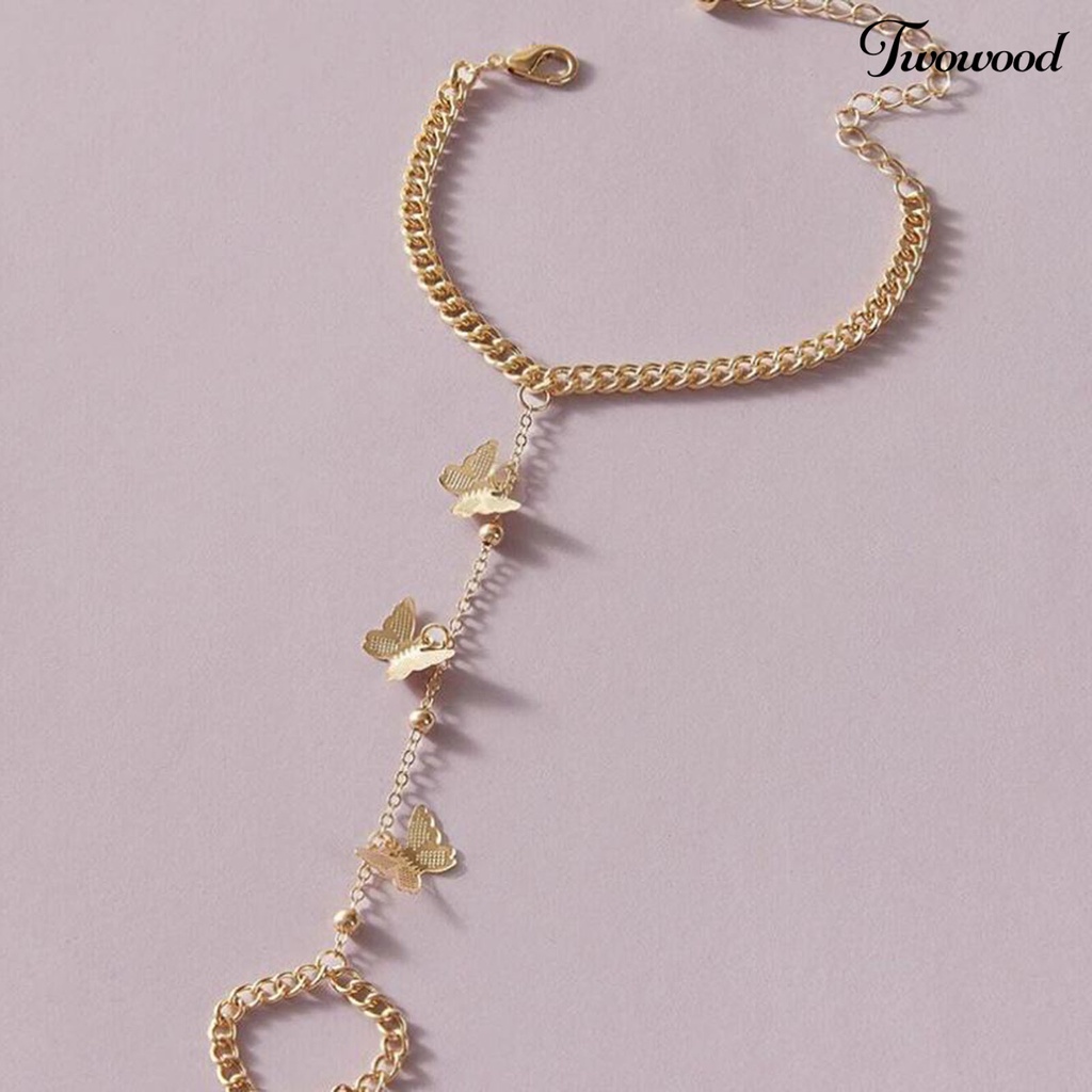 Gelang Cincin Desain Butterfly Adjustable Tahan Lama Gaya Hip hop Untuk Wanita