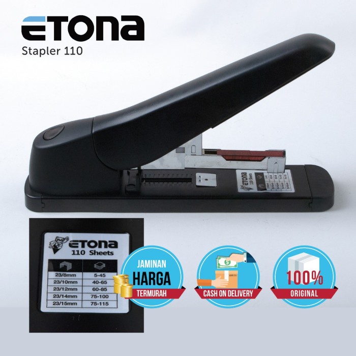 

Perekat Etona Heavy Duty Stapler 110, Kapasitas 120 Halaman. Bonus Isi