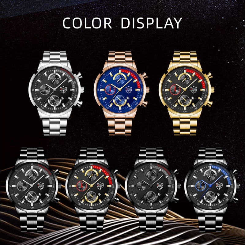Jam Tangan Pria Original DEYROS Strap RANTAI STAINLESS STEEL Jam Tangan Pria Luxury Stainless Steel Quartz Original Tahan Air Men Watch Original
