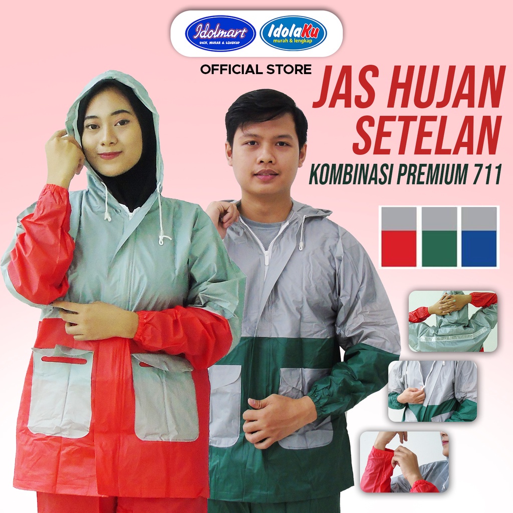 IDOLMART Jas Hujan Jaket Celana Kombinasi PREMIUM PLEVIA 711 Surabaya