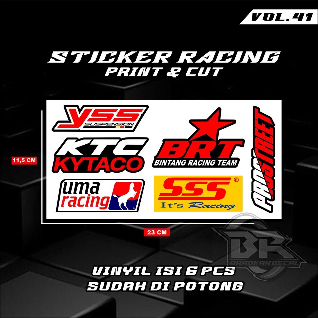 Stiker Racing Sticker Print &amp; Cut Stiker Motor Setiker Variasi Vinyl 35-41