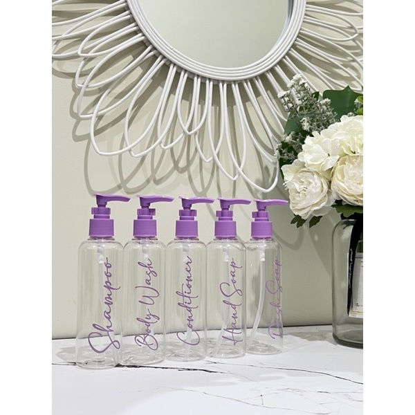 botol BENING 250ml stiker LILAC . aesthetic bottle refill tempat sabun cair pump estetik