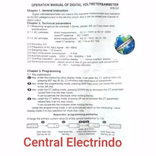 Ampere Meter Digital Direct Include CT EWIG 96x96 AC 100A.