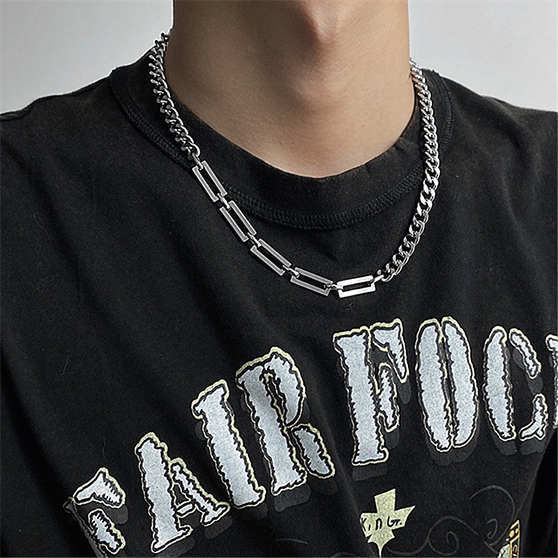 Kalung Pasangan Bahan Titanium Steel Gaya Hip Hop Untuk Unisex