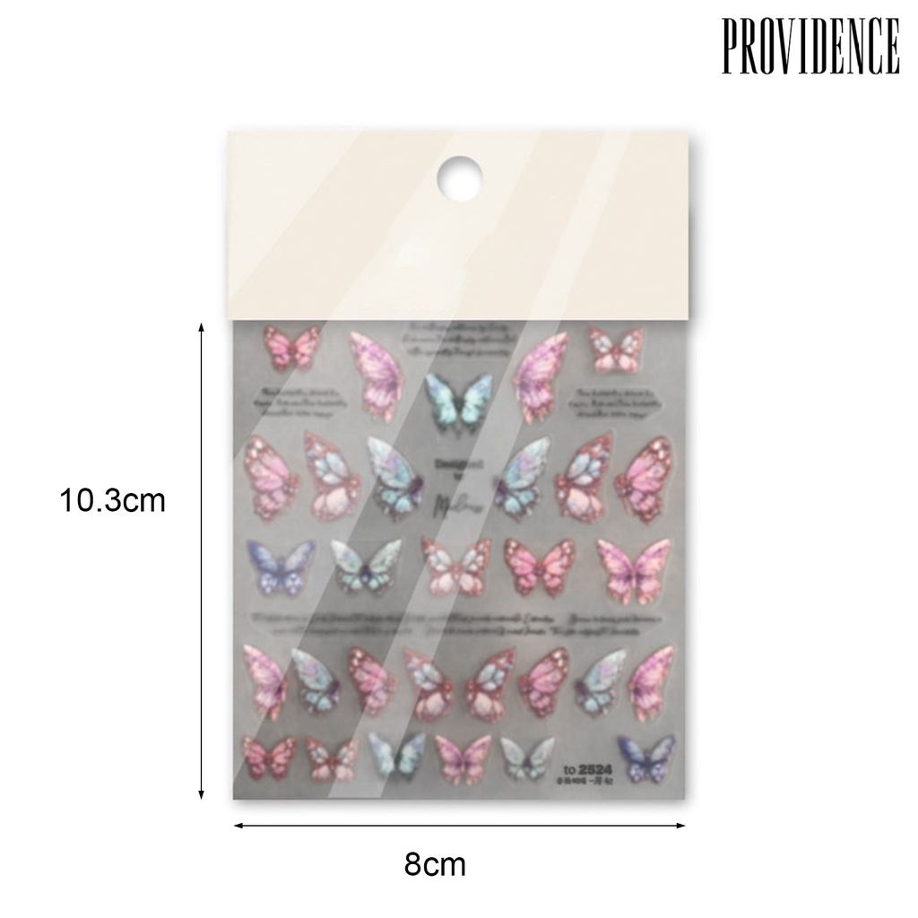 1 Lembar Stiker Kuku Desain Kupu-Kupu 5D Untuk Salon Manicure Nail Art