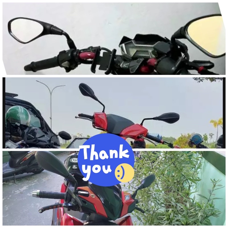 spion motor kaca putih model bmw universal honda yamaha matic bebek plus adaptor sambungan