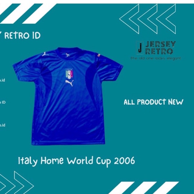 JERSEY RETRO GRADE ORI ITALY HOME WORLD CUP 2006 POLOS