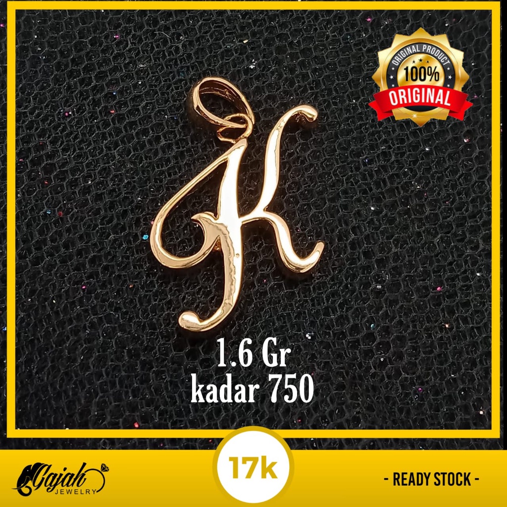 Liontin Emas 17 K - Huruf K 1.6gr Kadar 750 - 2645