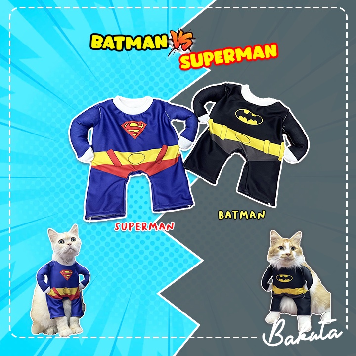 Kostum Superhero untuk kucing dan anjing Lucu Batman Vs Superman / Kostum kucing Murah / Baju Kucing Tangerang size S-XL