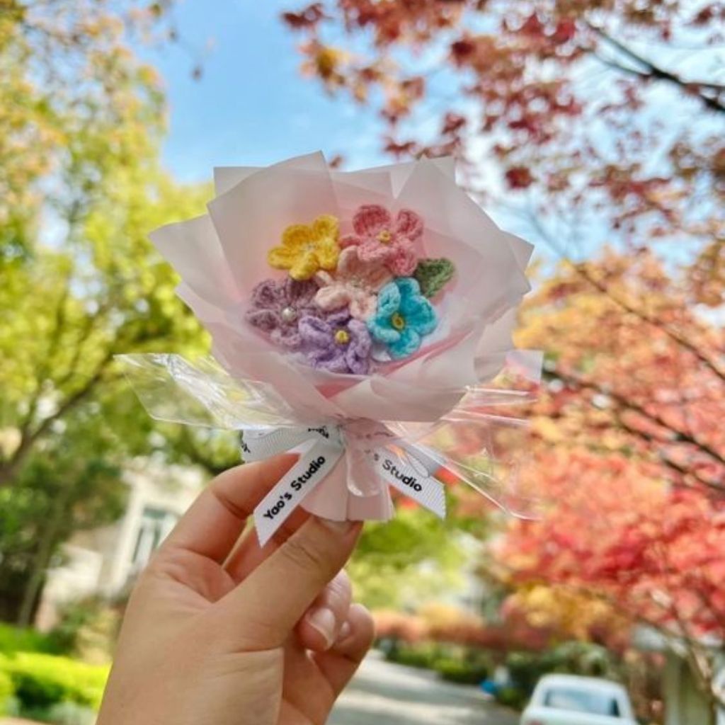 Mini Buket Bunga Rajut/ Bunga Rajut/ Buket Bunga Ucapan MIX/ Buket Kreasimu/ Buket Bunga Kelulusan/ 