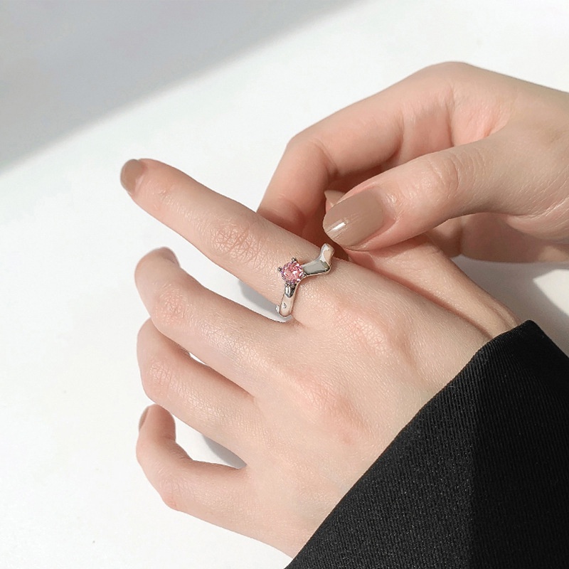 Cincin Model Terbuka Bahan Alloy Desain Hati Hias Mutiaraberlian Imitasizircon Pink Untuk Wanita