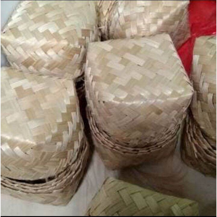 besek bambu 12x12 unik untuk berkat nasi hampres hajatan box cetring dll per pasang murah