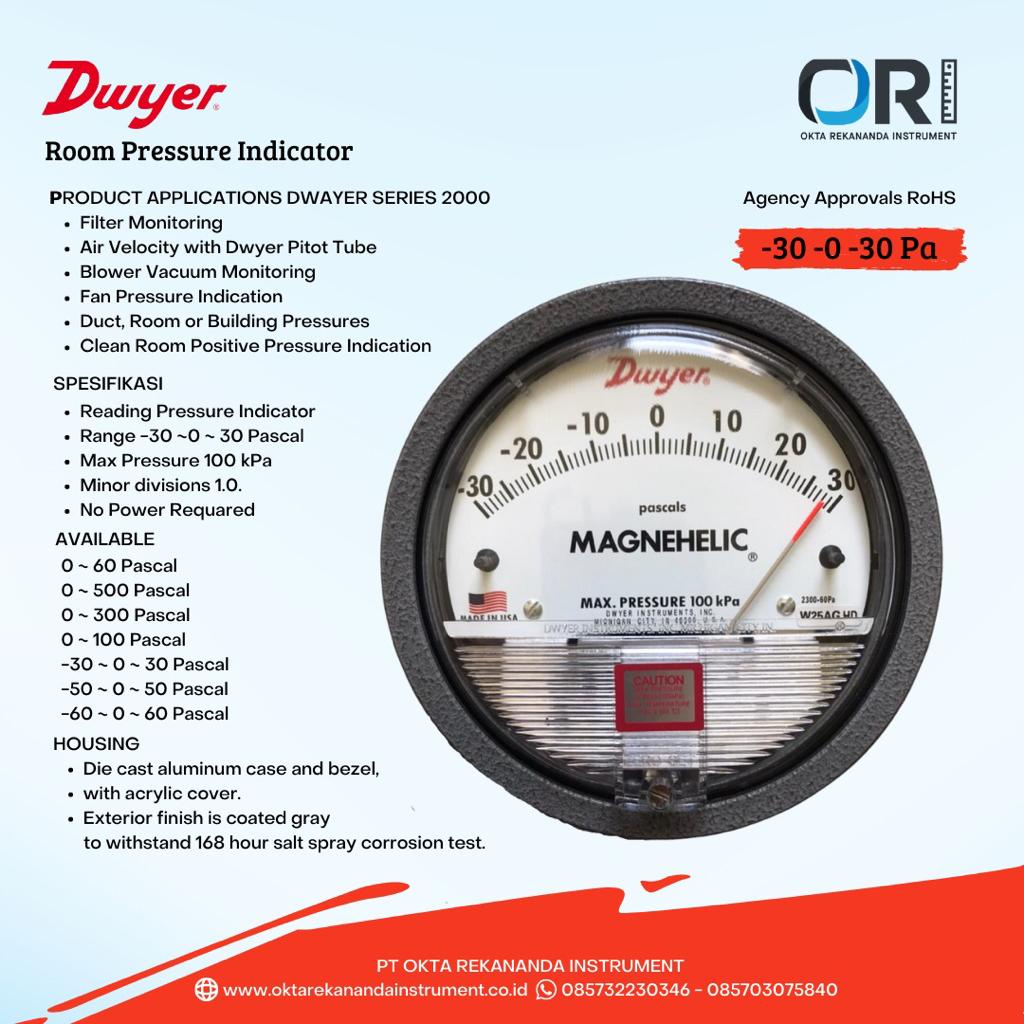 Jual Magnehelic Dwyer Pressure Gauge 30030 Pa (Ruang Isolasi