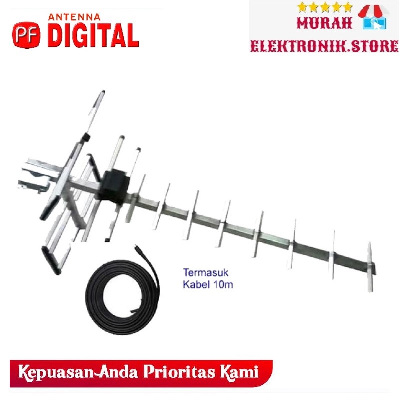 PF HD-18 + Kabel Antena + Antena Luar Digital - PAKET HEMAT