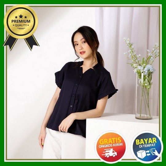 Baju Atasan Kemeja Blouse Elzan Busui Friendly Korean Style Jumbo Oversize Wanita Perempuan Crinkle 