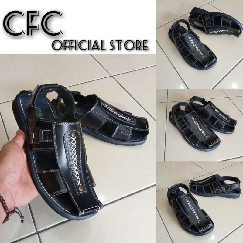 Sandal Sepatu Tali Belakang Pria Berlubang Kulit Modern