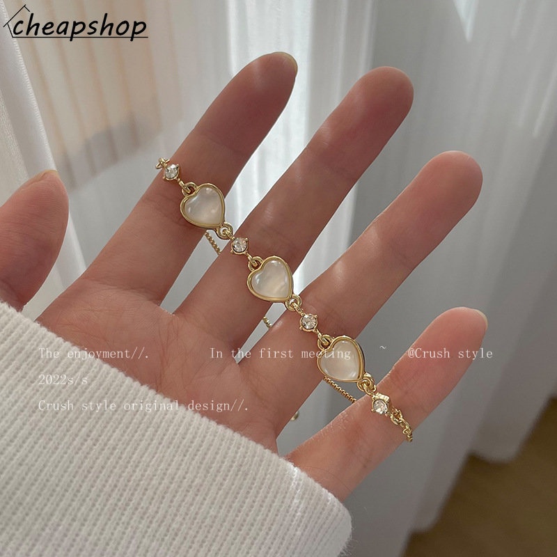 IFYOU Gelang Mutiara Opal Bentuk Hati Gaya Vintage Untuk Wanita