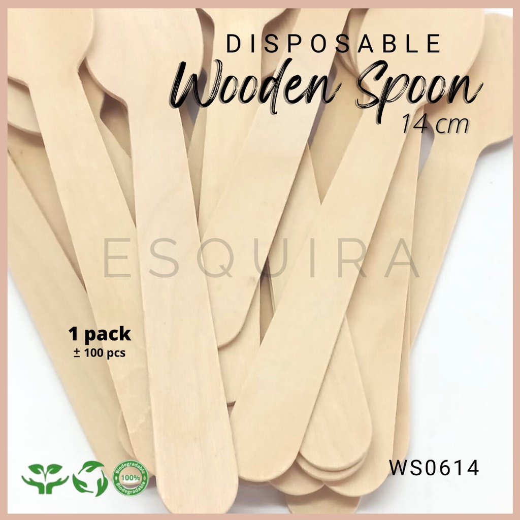 Wooden Spoon / Sendok Cake / Sendok Kayu 14 Cm / 100 Pcs / WS0614