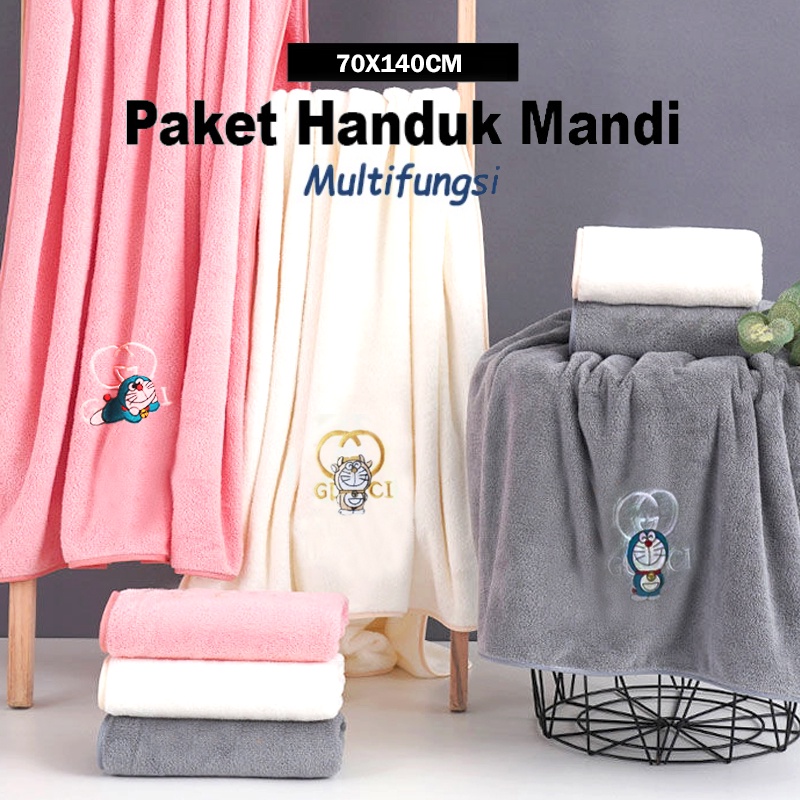 Handuk mandi set 2in1 70x140 &amp; 35x75  size dewasa 70cm x 140cm | handuk microfiber lembut | daya serap tinggi