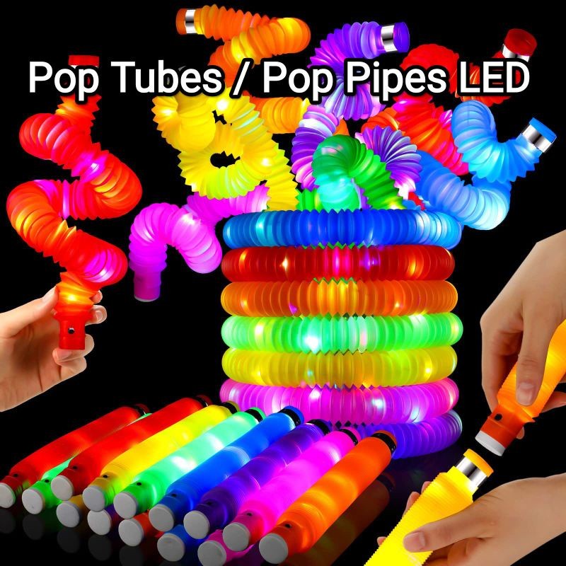Pop Pipes Tubes LED Mainan Viral Anak Bayi Light Up Mainan Lampu