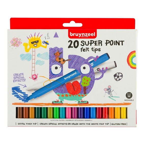 

*WASHABLE & ERASABLE* Bruynzeel Super point felt tip set | 20 colours
