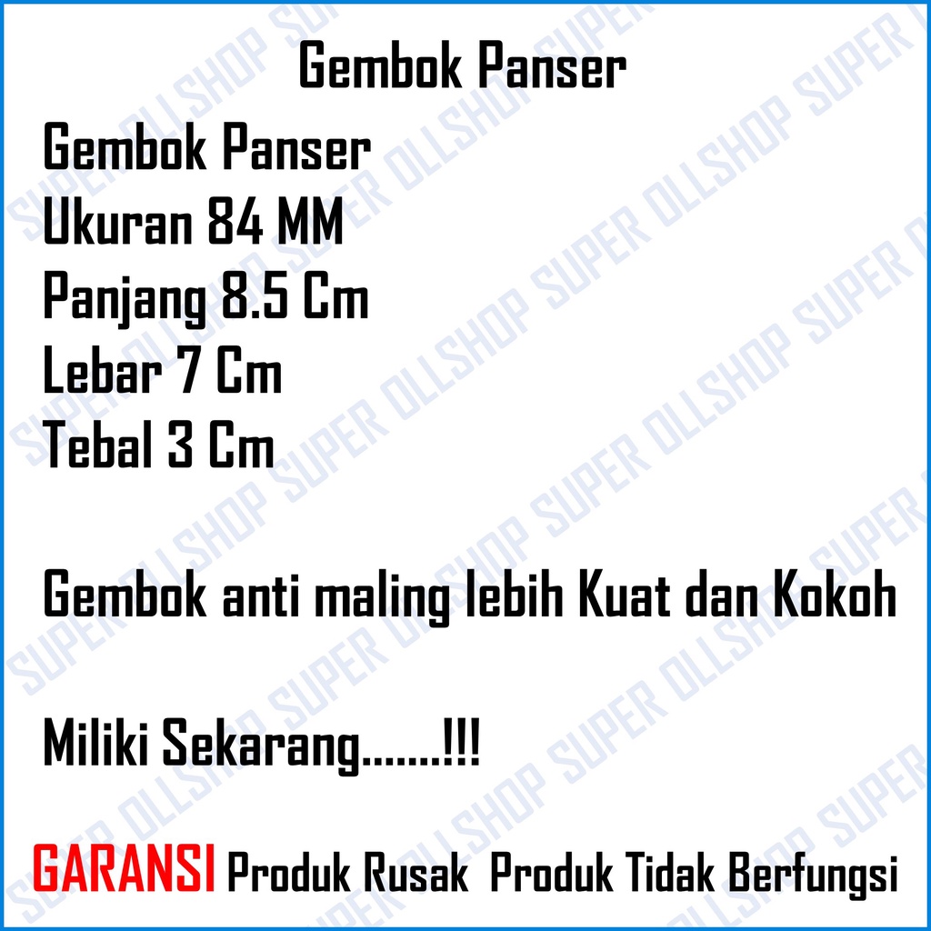 Gembok Anti Rust Anti Maling / Gembok Anti Cut / Gembok Pagar Gudang Pagar / Gembok Panser 84 MM Gembok Gudang Anti Maling