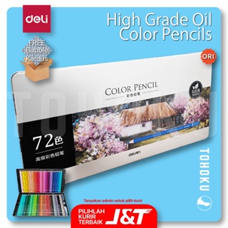 (Pack Aman) Kotak Kaleng 72 Pensil Warna High Grade Oil Color Pencils - Deli
