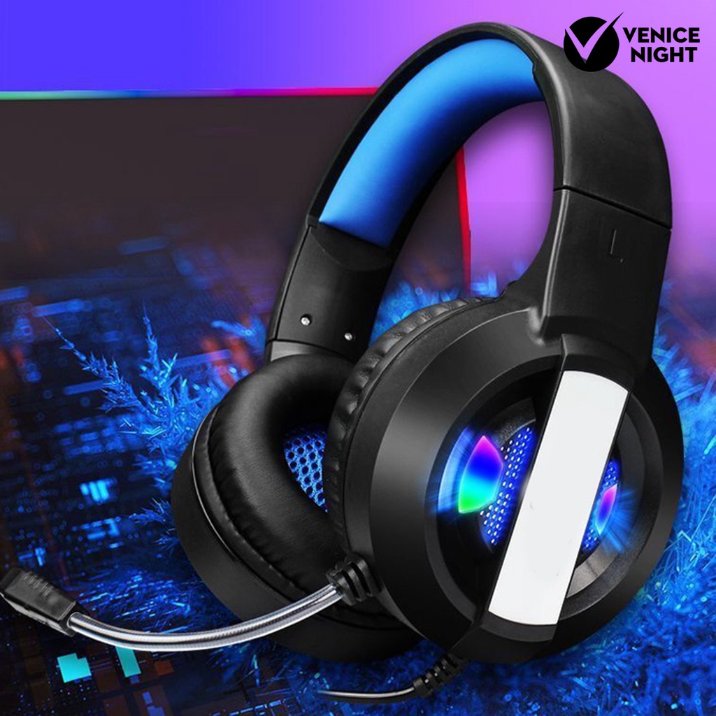 (VNEP) (Berkabel) A8 Headphone Efek Cahaya Pengurangan Kebisingan Surround Sound Gaming Komputer Headphone untuk Rumah