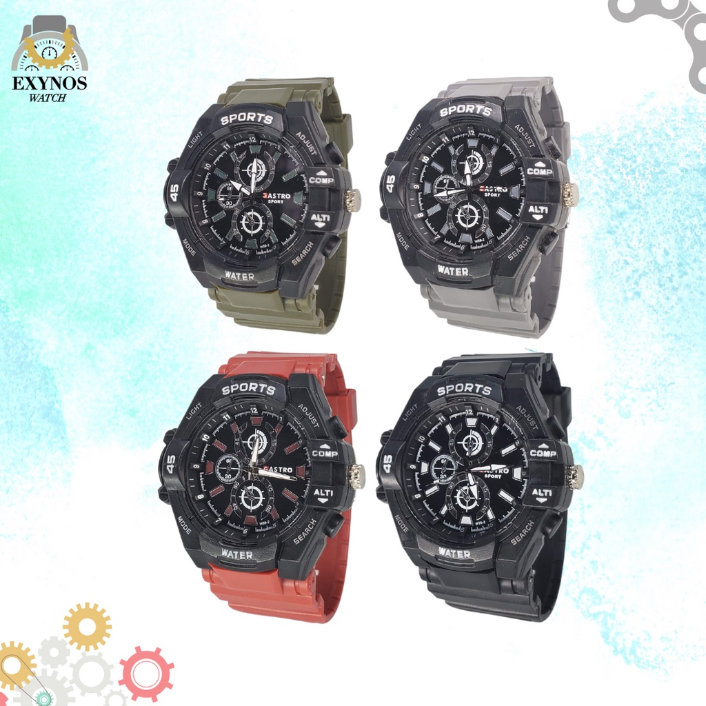 COD✅ JAM TANGAN ANALOG NON ANGKA3  PRIA KEREN  GASTRO SPORT K-SPORT RUBBER STRAP WATER RESIST / ANTI