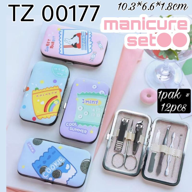 gunting kuku set alat manicure pedicure isi 7 meni pedi box kulit TZ177