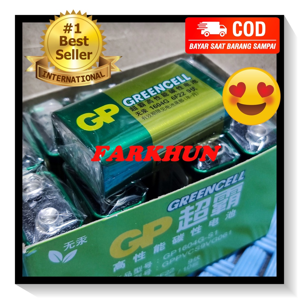 ORIGINAL BATERAI GP 9V 9 V VOLT 6F22 KOTAK BATTERY BATRE BATREI GITAR LISTRIK WALKIE TALKIE BATTERY 