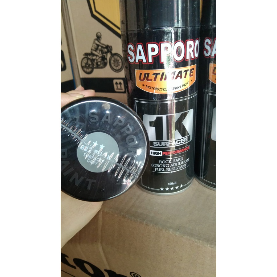 cat spray pilok pilox cat semprot sapporo ultimate b22 pu 1k surfacer grey **b22 pu 1k epoxy grey saporo  400ml