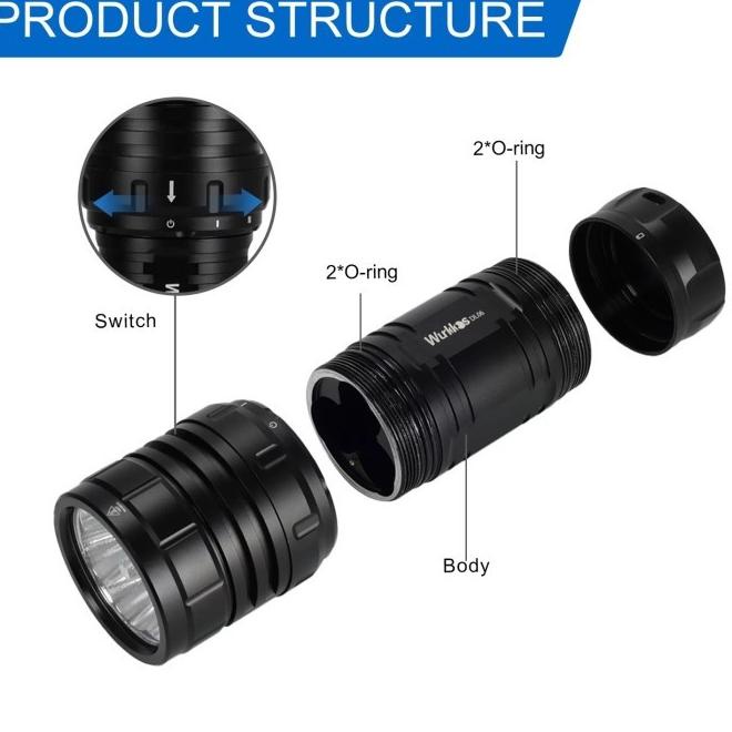 Cod  Wurkkos Dl06 Scuba Senter Led Diving Selam 6X Cree Xhp50.2