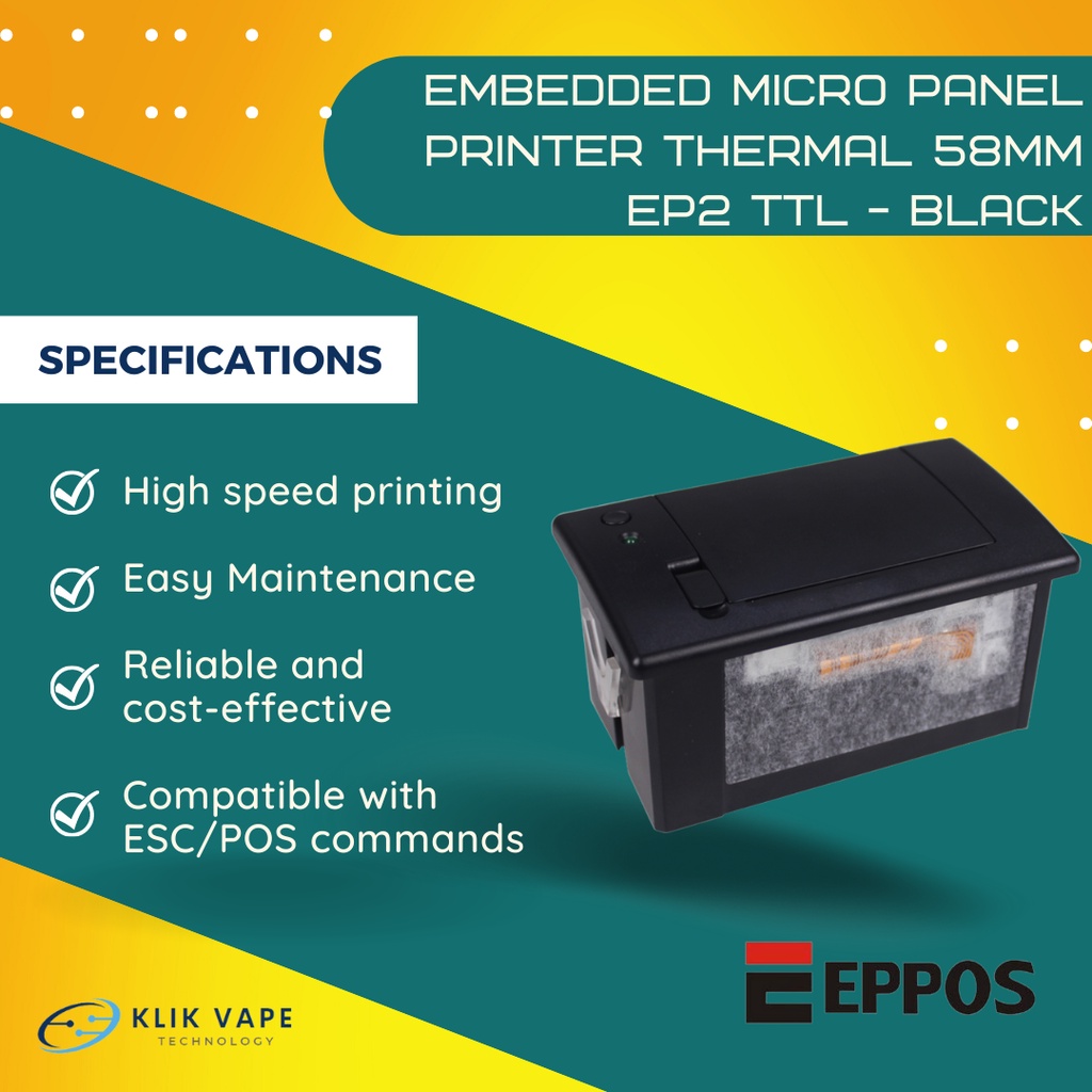Embedded Micro Panel Printer Thermal 58mm EP2 TTL - BLACK KlikVape SBY