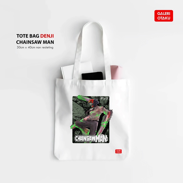 Terbaru Totebag Kanvas Chainsaw Man Galeri Otaku Denji Makima Power Hirofumi Totebag Anime Premium