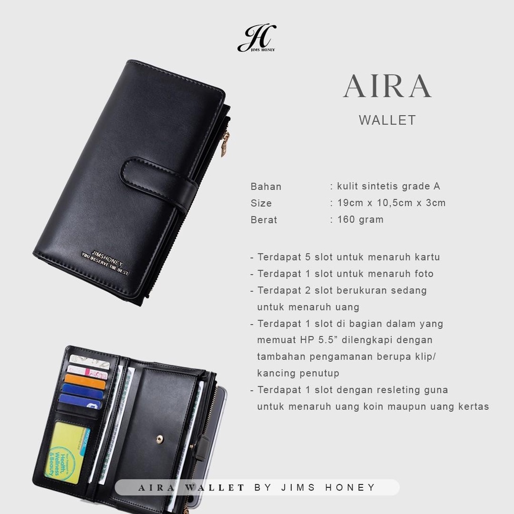 Jims Honey Aira Wallet Dompet Panjang Wanita Import Cewek Murah Lipat Tipis Korea Ori Jimshoney JH