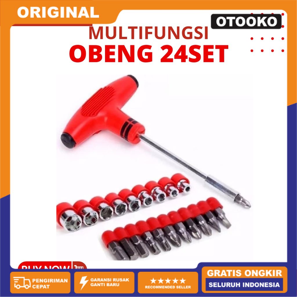 Obeng set Motor ketok sock palu kunci T 24 Pcs Screwdriver Multifungsi