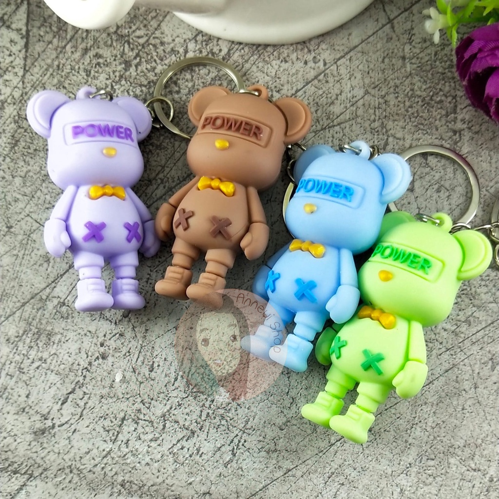 BKK0007 - Keychain Gantungan Kunci Beruang Power Bear Kaw Key Chain Gantungan Tas Kotak Pensil Charm Stationery