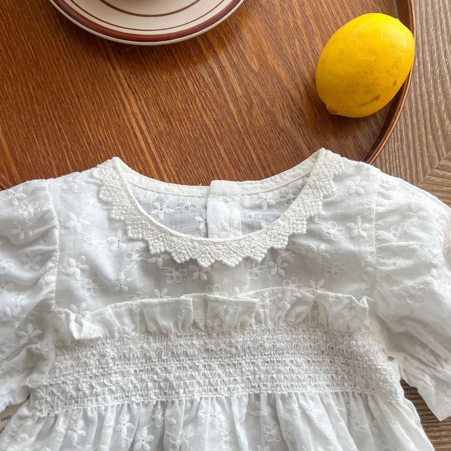 0-18bln [Premium impor] JUMPER ANAK PUTIH LACE JUMPSUIT ROMPER PAKAIAN BAYI BAJU PEREMPUAN DDWJ DH5