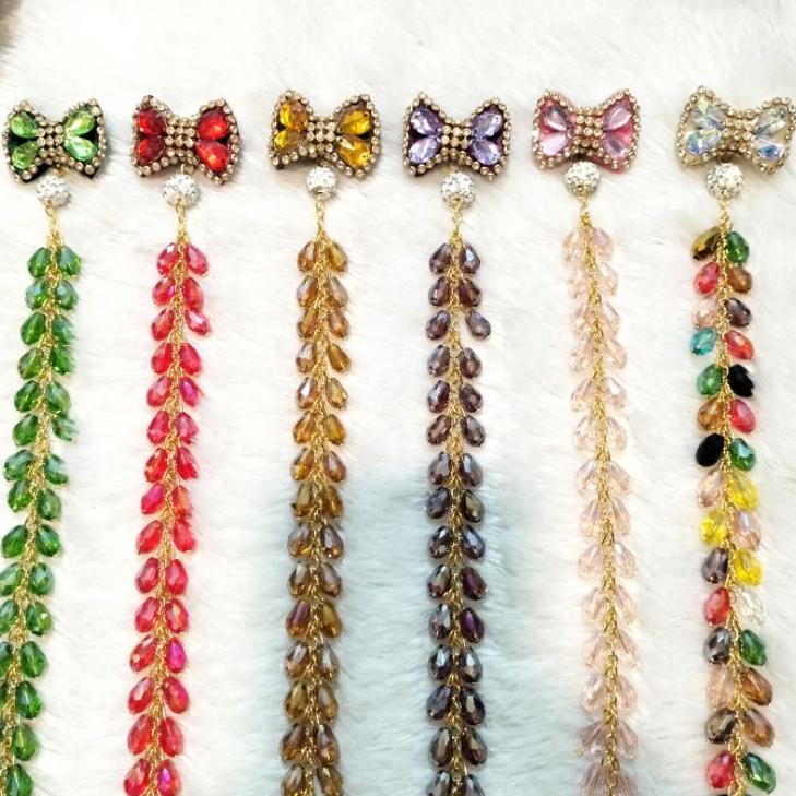 ➲➛☆ Bros Dagu Panjang Bros Dagu Juntai Bros dagu Mewah Bros Dagu Kristal Accesories wanita Bros Dada